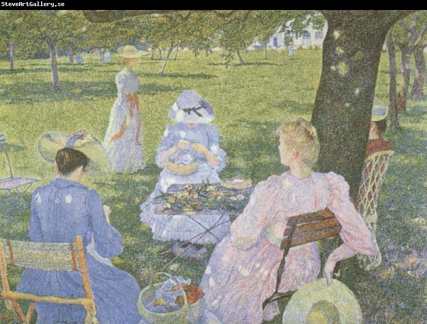 Theo Van Rysselberghe Family in an Orchard